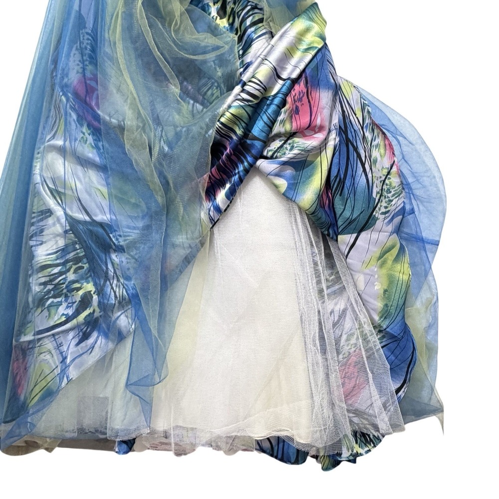 Cache Womens Y2K Prom Gown Size 0 Beaded Strapless Tulle Multicolor Fairycore - Picture 11 of 16